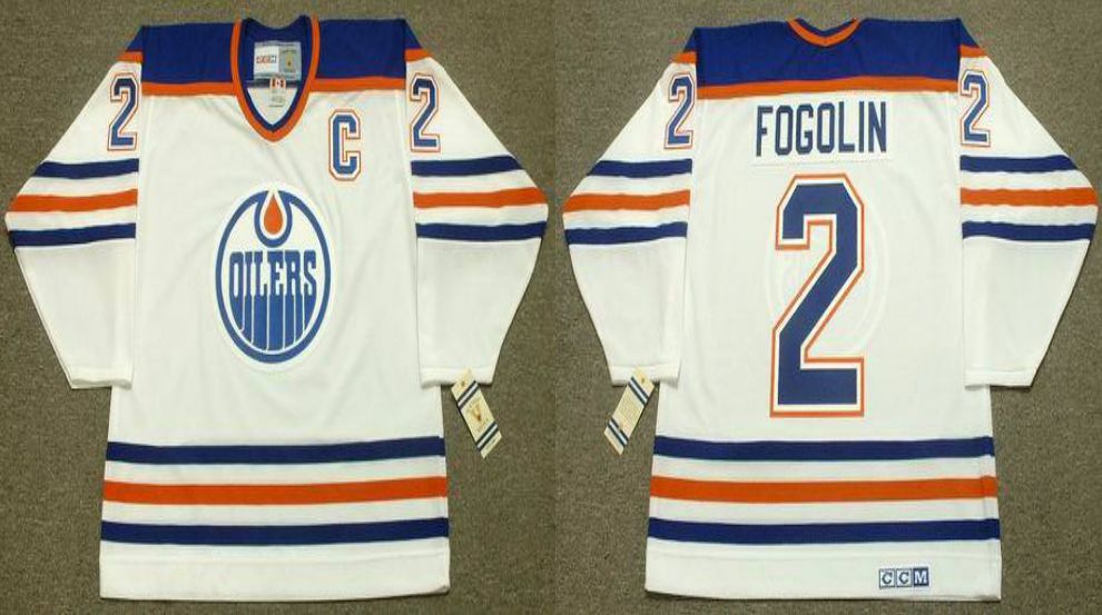 2019 Men Edmonton Oilers 2 Fogolin White CCM NHL jerseys